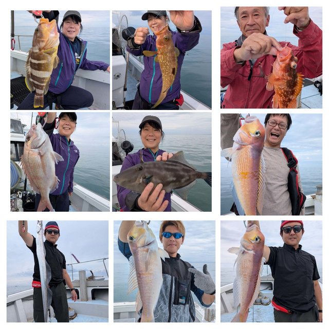 マダイ・アオハタ・キジハタ・アマダイ(アカアマダイ)・シロアマダイ・タチウオ・ウッカリカサゴ・ウマヅラハギ