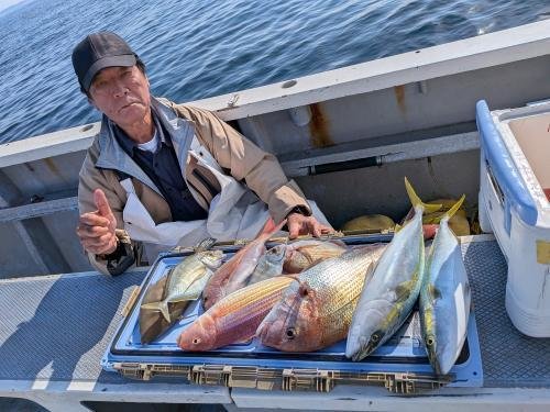 マダイ・カイワリ・イナダ(ブリ)・イトヨリ(イトヨリダイ)・ウマヅラ(ウマヅラハギ)