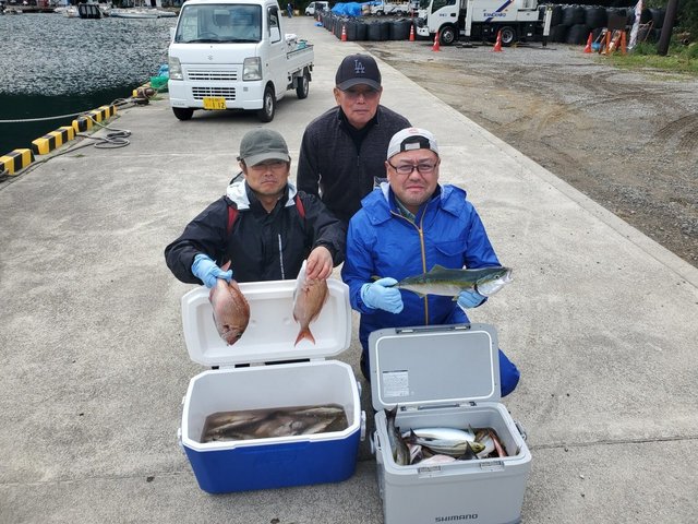 マダイ・オオモンハタ・イナダ(ブリ)・イサキ・ソウダガツオ(ヒラソウダ)・ウマヅラ(ウマヅラハギ)